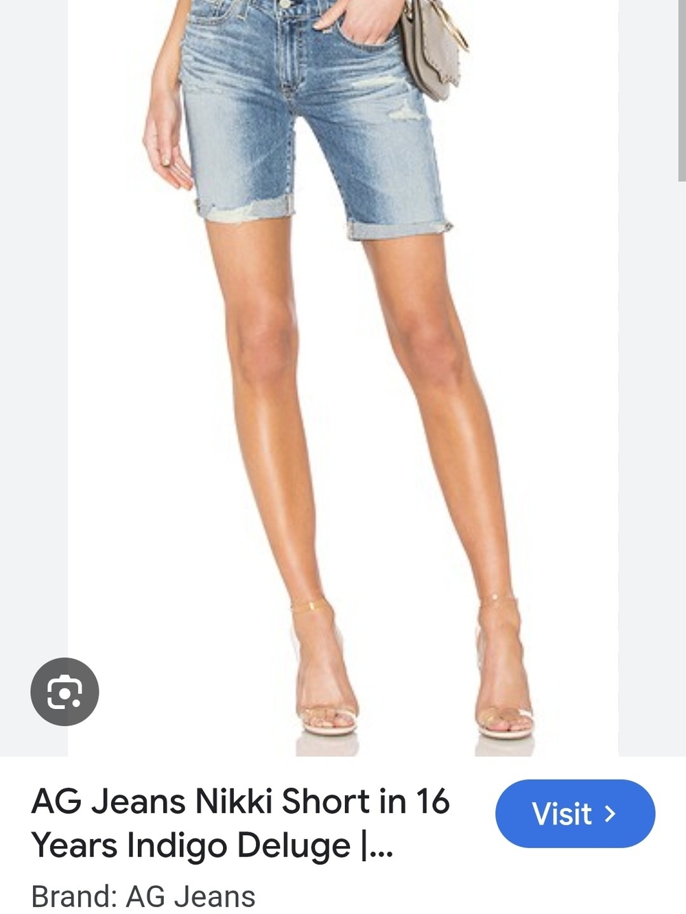 Ag Adriano Goldschmied Light Indigo Rolled Cuff Denim Shorts